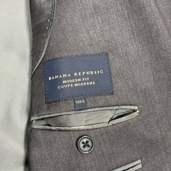 Banana Republic Suit 2pc Grey Cerruti 1881 Italy Wool Modern Fit 42R 36x33 - Picture 8 of 13